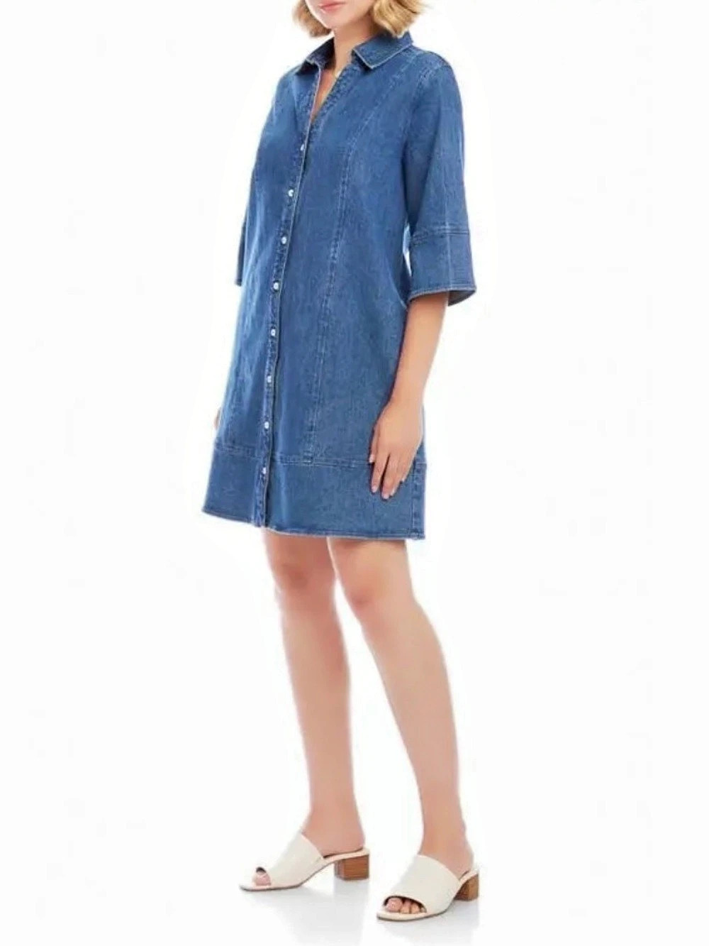 NWT $148 Karen Kane Day Dreamer Denim Shirtdress Size XS